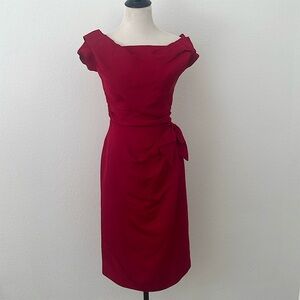Vintage 1950’s Red Wiggle Dress with Bow Detail